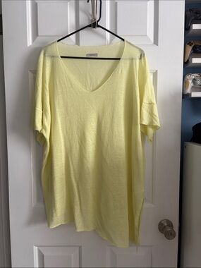 Crea Concept Asymmetric Linen Minimalist Blouse Top Size 44 L/XL